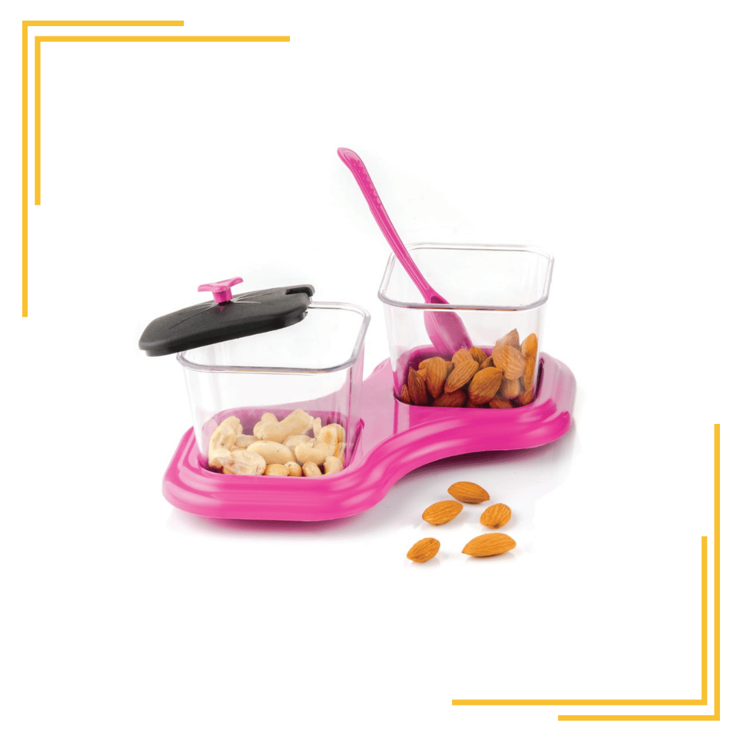 2 Piece Plastic Pickle Set dry fruits, snacks, salt, sugar, coffee