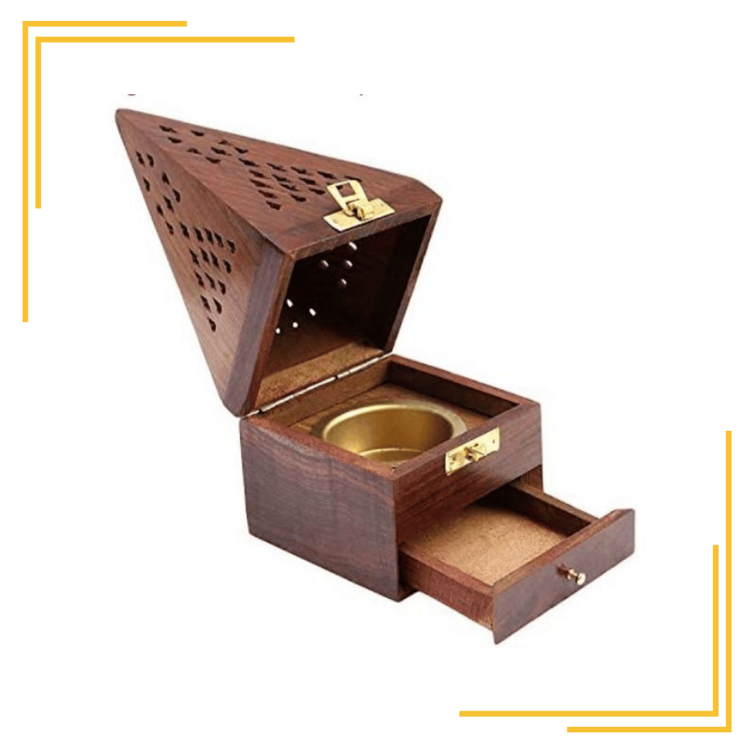 Wooden Agar Batti Incense Stick Box and Dhoop Stand Handicraft Incense Holder