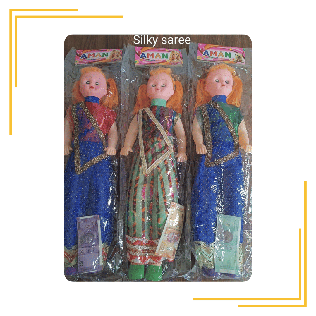 silky saree plastic doll