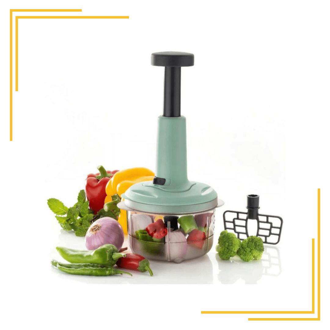 Manual Hand-Press Food Chopper, 650 ml - Steel Vegetable Mixer Cutter for Onion, Salad, Tomato, Potato - Single Pack