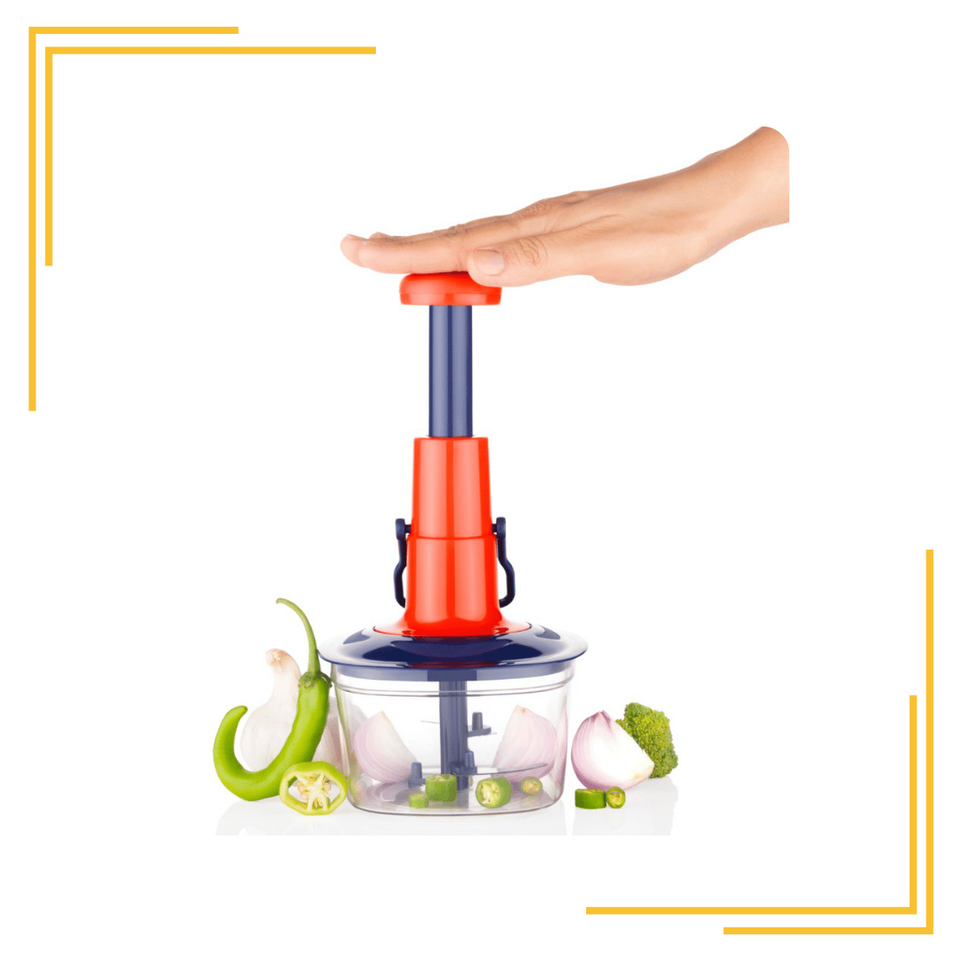 Manual Hand Press Bingo Push Chopper with 5 Blades for Effortless Chopping Vegetables & Fruits