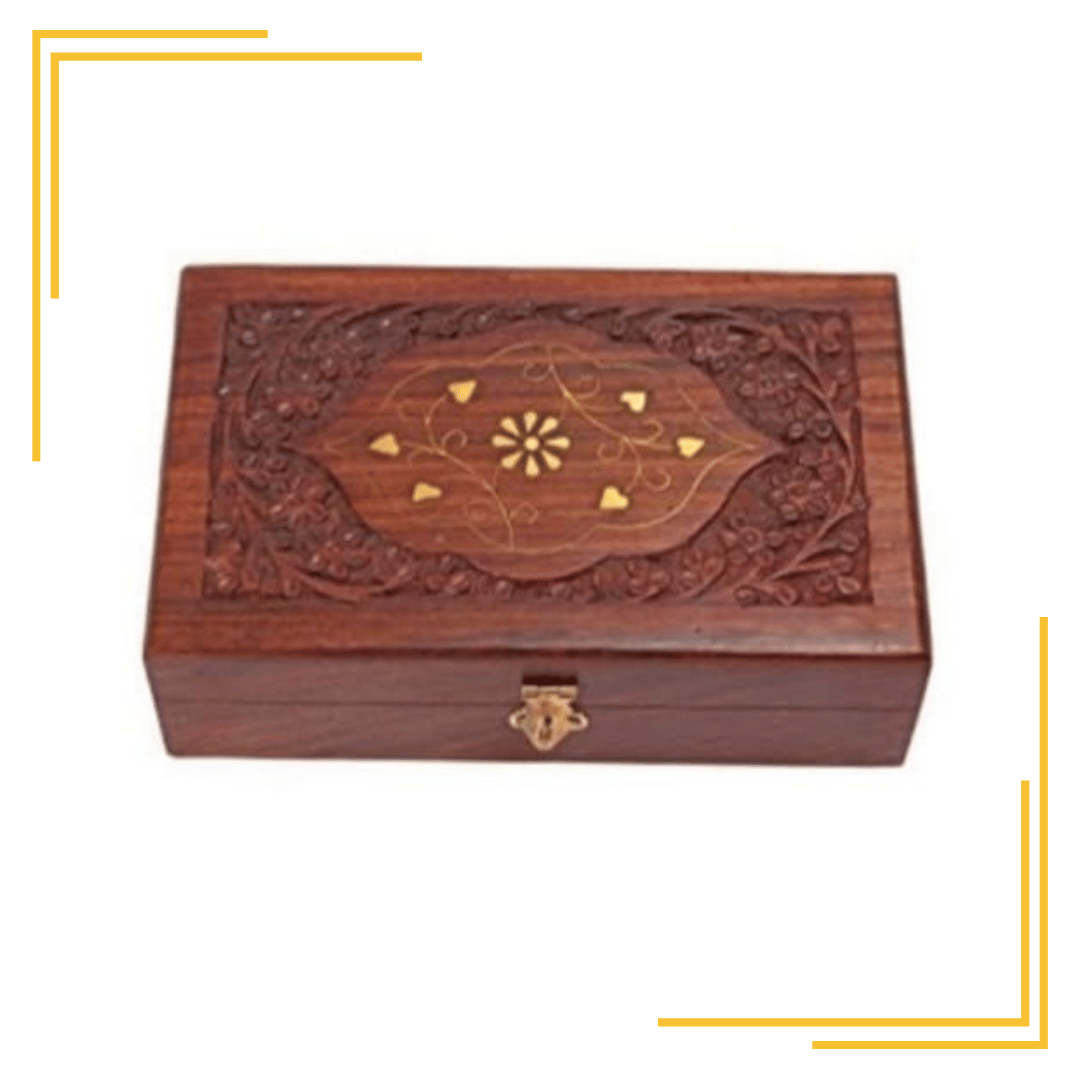 Handmade Wooden Jewellery Box for Women Jewel Organizer Hand Carved Carvings Gift Items