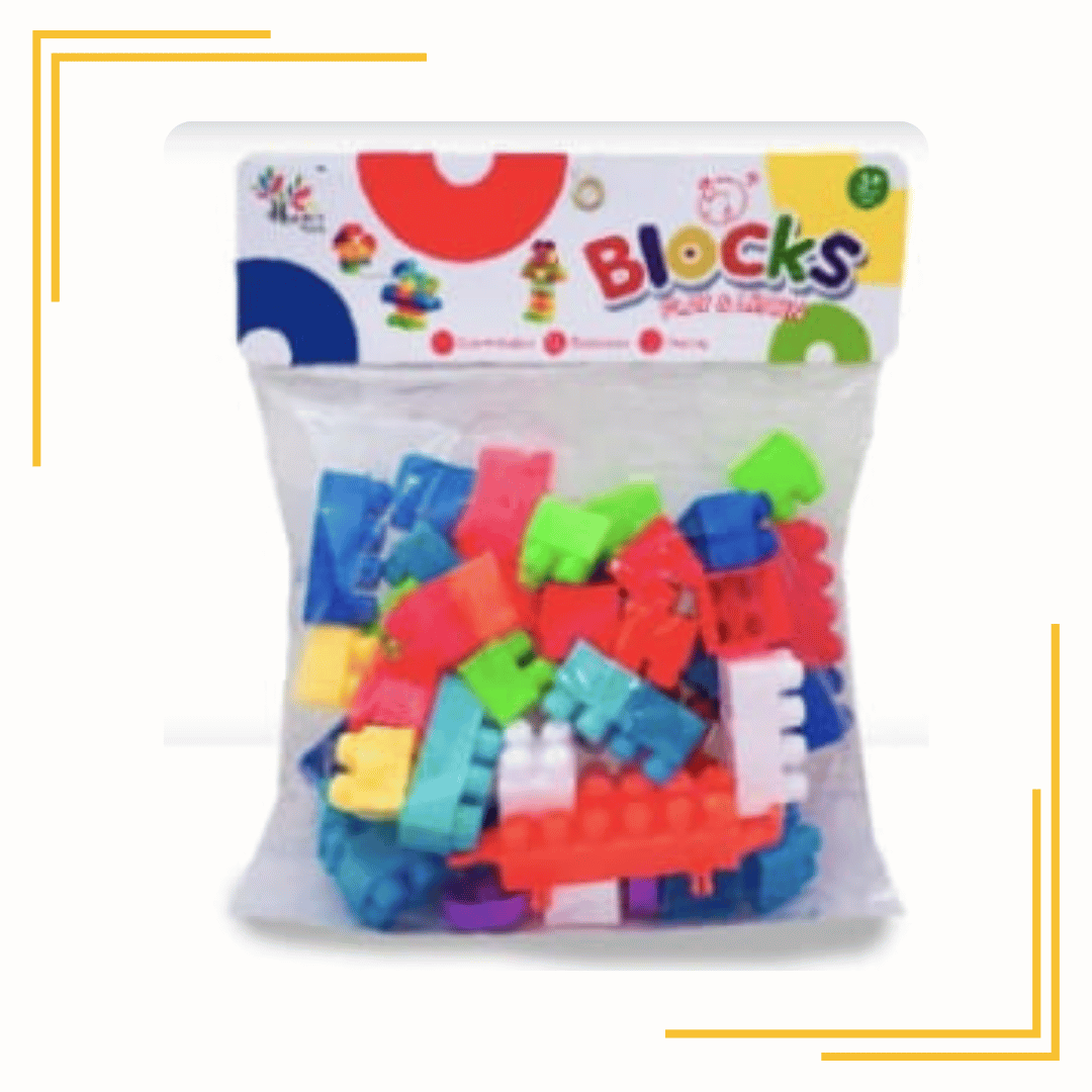 Helir Blocks Set for Kids, Play Fun and Learning Blocks for Kids Games for Children Block Game Puzzles Set Boys, Children (Multicolor, 60 Bricks Blocks) Pack 3 (1-5 Year) Multi Colour