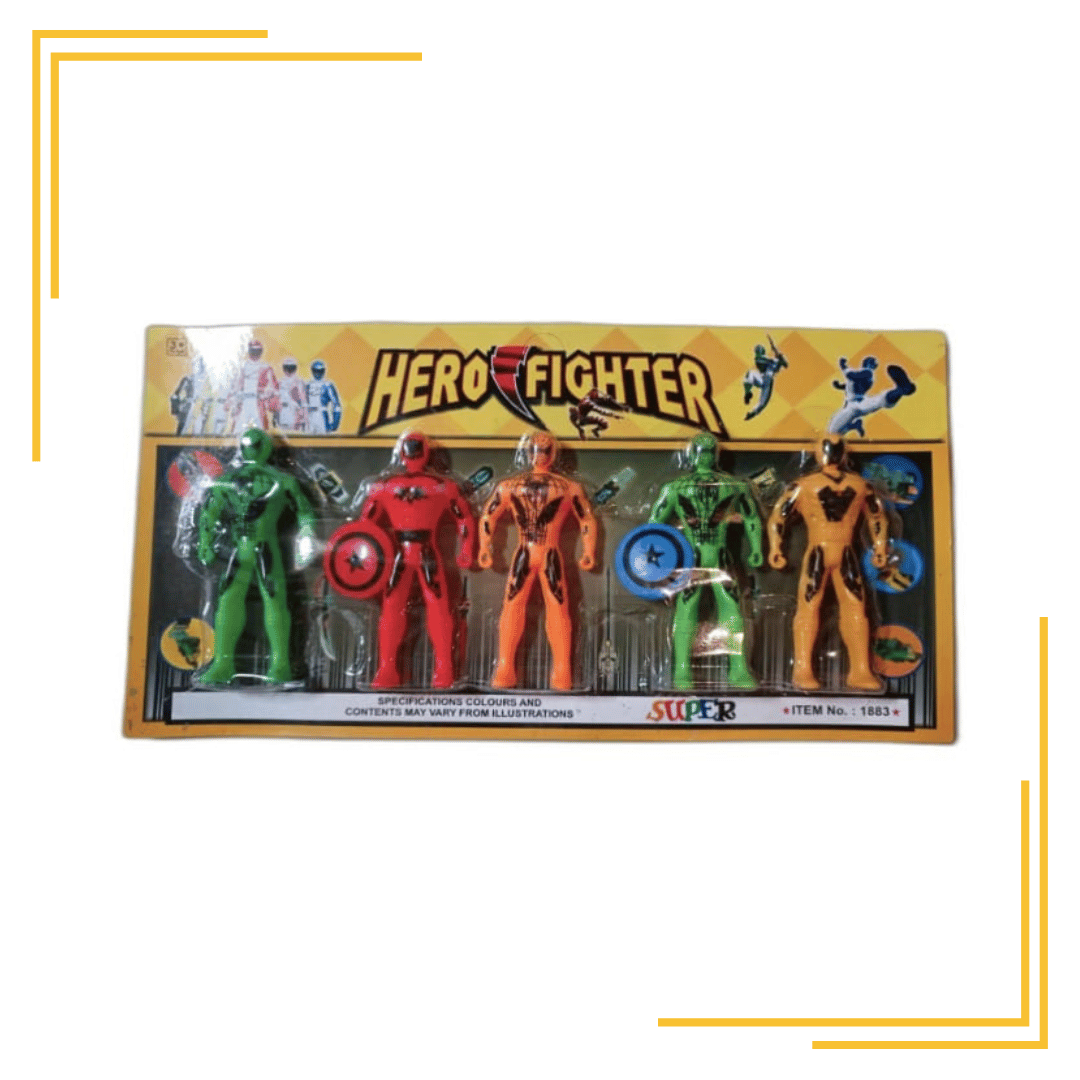 Power Rangers Toy Set/Super Hero Avenger/Fire Fighters Set of 5 Super Hero Action Figure for Boys Kids Children Best Gift (Hero Fighter with Shield)