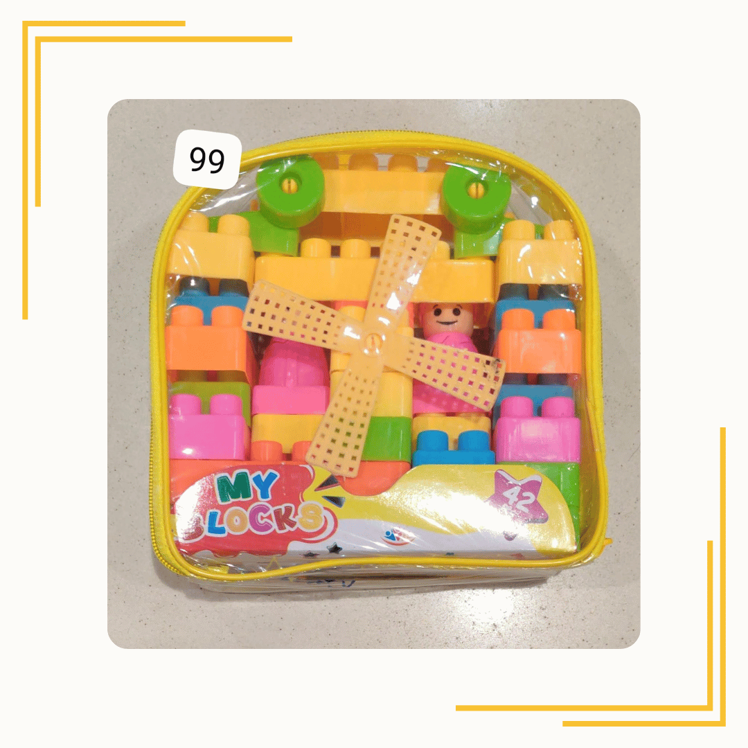 Building Block with Wheels | Puzzle Assemble Indoor Brain Game Creative Activity Educational Learning Train Bricks Blocks for Kids Increase Skill of Children (1 Packet - 51 Pcs), Multicolor