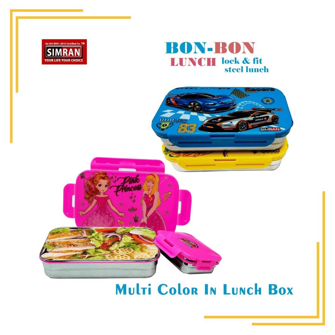 Lunch Big Deluxe Insulated Lunch Box with Inner Steel and Stainless Steel Veg Box, Attractive Fairies Print, Pink