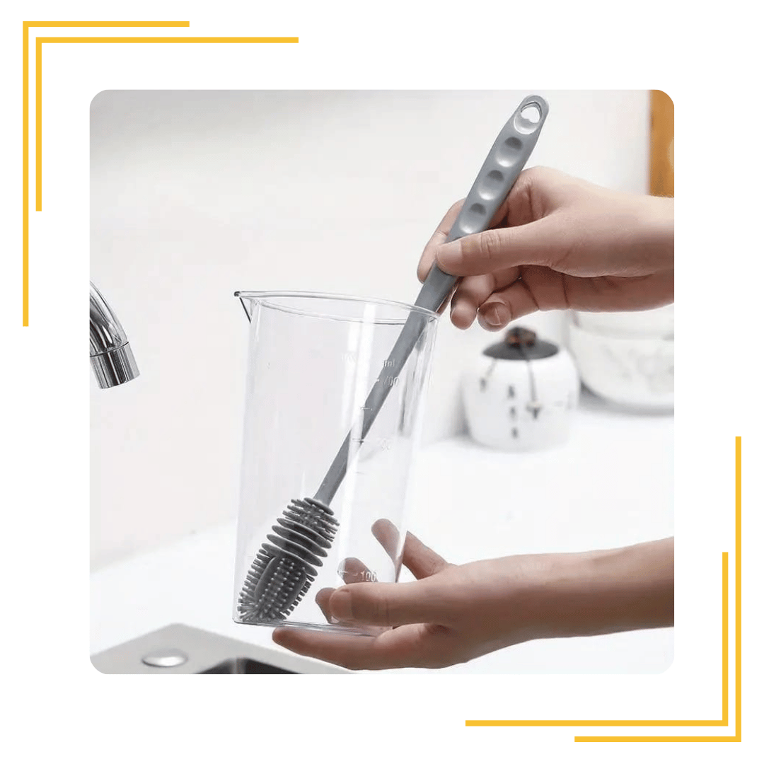 Silicone Bottle Cleaning Brush with Long Handle, Multipurpose Flexible Bottle Cleaner Brush for Glass, Plastic Bottles & More!