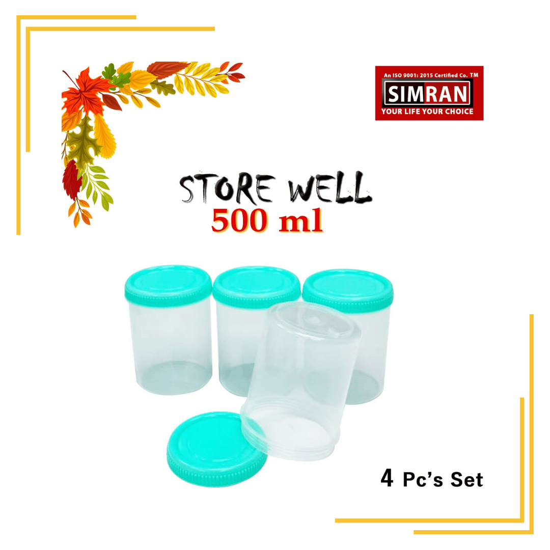 Unbreakable Jar Kitchen Plastic Storage Dabba BPA Free Stackable Air Tight Space Saver Snacks Nuts DryFruits Mithai Dal Cereals Pulses Spices 500ML