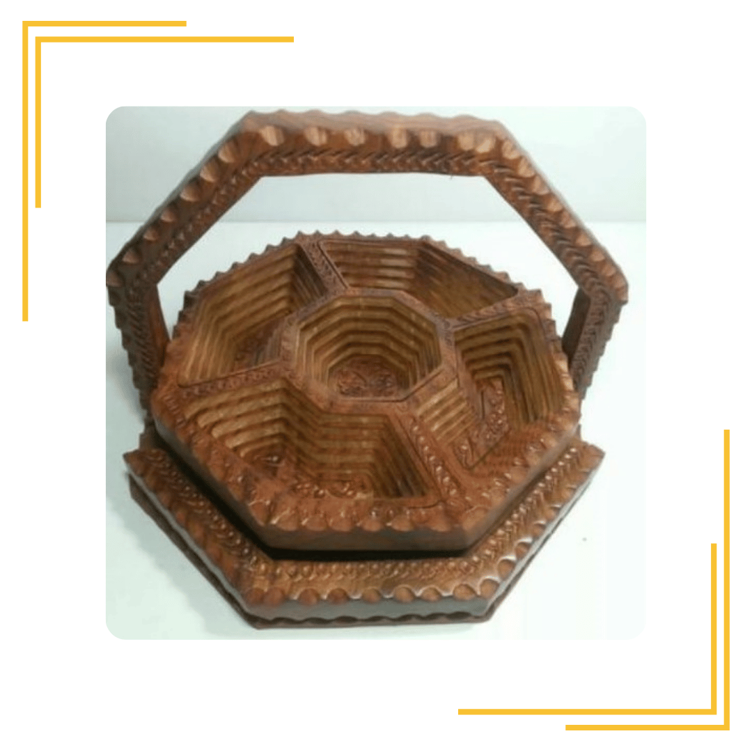 Brown Wooden Dry Fruit Handled Basket, For Kitchen