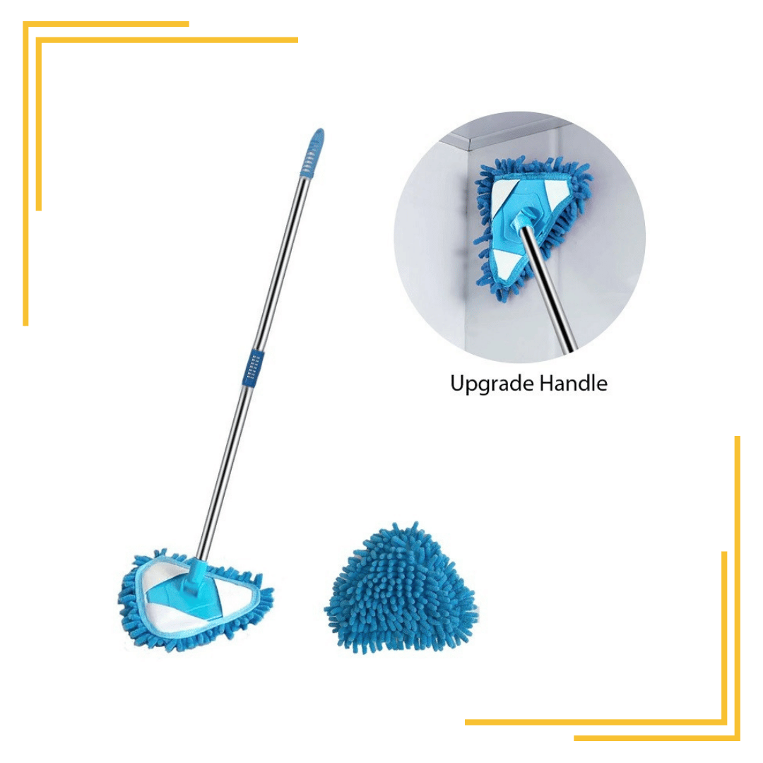 Triangle Cleaning Mop Retractable Cleaning Mop 180 Rotatable Triangle Dust Mop | high Window and Office Glass Door Cleaning Soft Microfiber pad Mop | Hard Corner Cleaning Mop