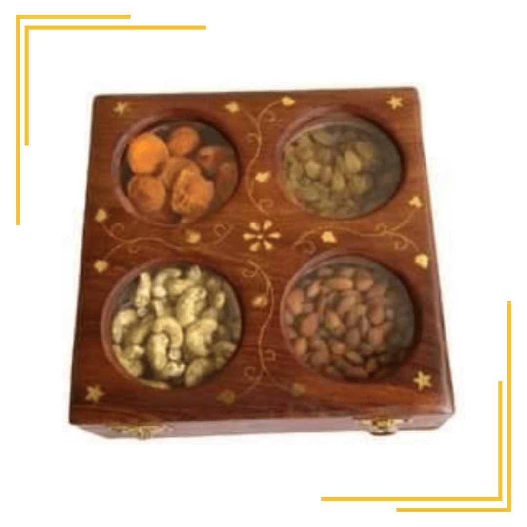 Handicraft Wooden Dry Fruit Box/Masala Box/Spice Box