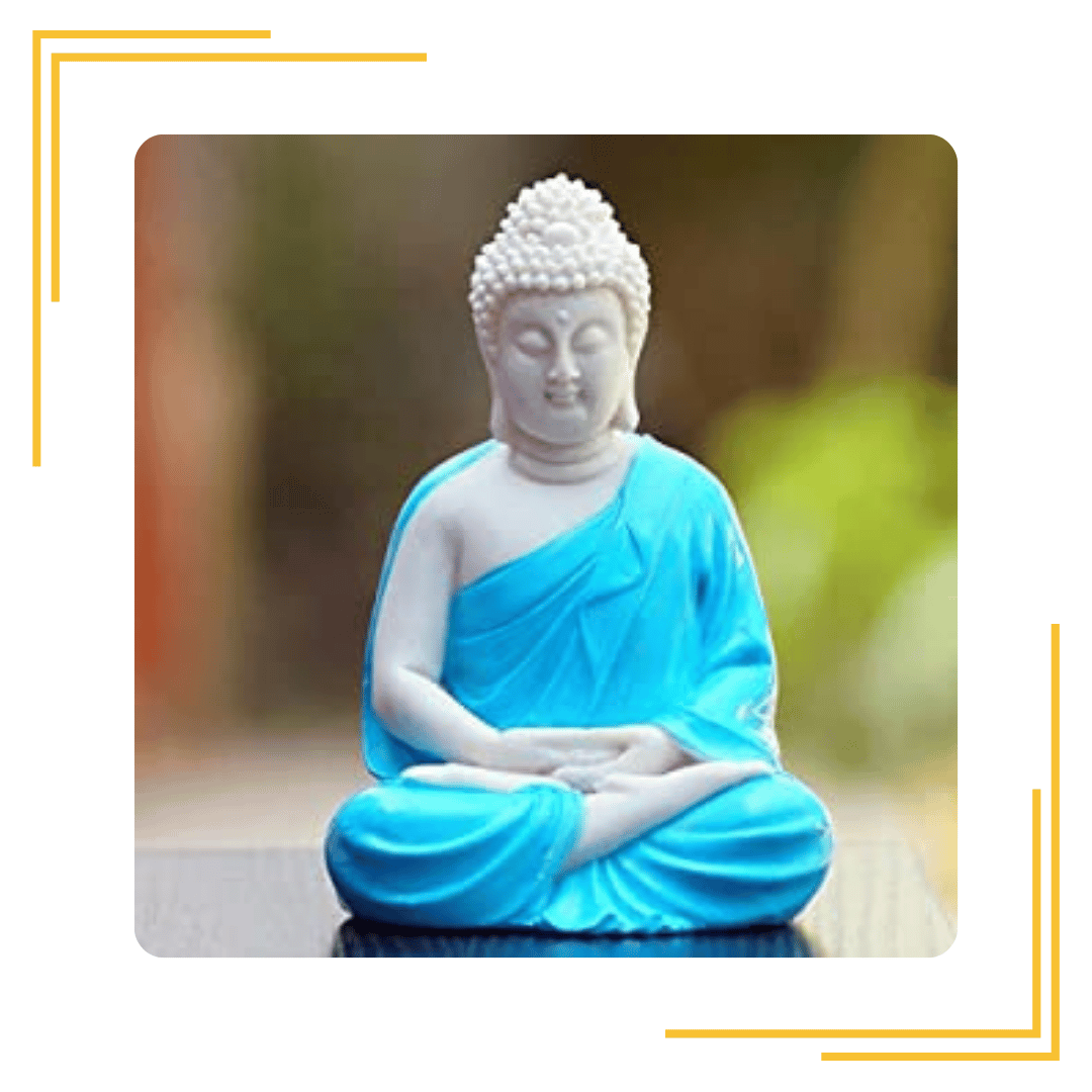 Gautam Buddha White Sitting Murti for Car Dashboard, Office Table, Home, Mandir | Idol Statue Showpiece Decor