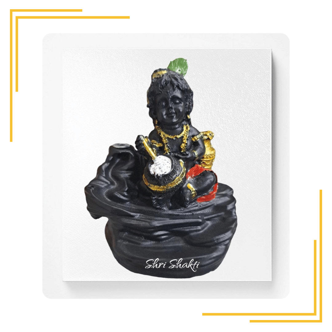 Baal Krishna Smoke Backflow Cone Incense Holder Decorative Showpiece with 10 Free Smoke Backflow Scented Cone Incenses