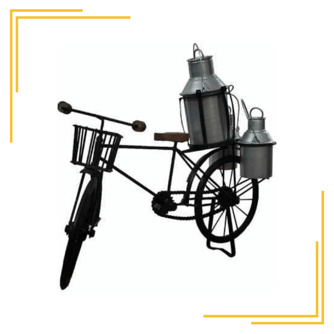 andmade Antique Decorative Wooden & Wrough Iron Milkman Cycle. Showpiece for Home Decor/Living Room,Table/Desk Top. Decorative Showpiece Decorative Showpiece - 18 cm (Iron, Black)