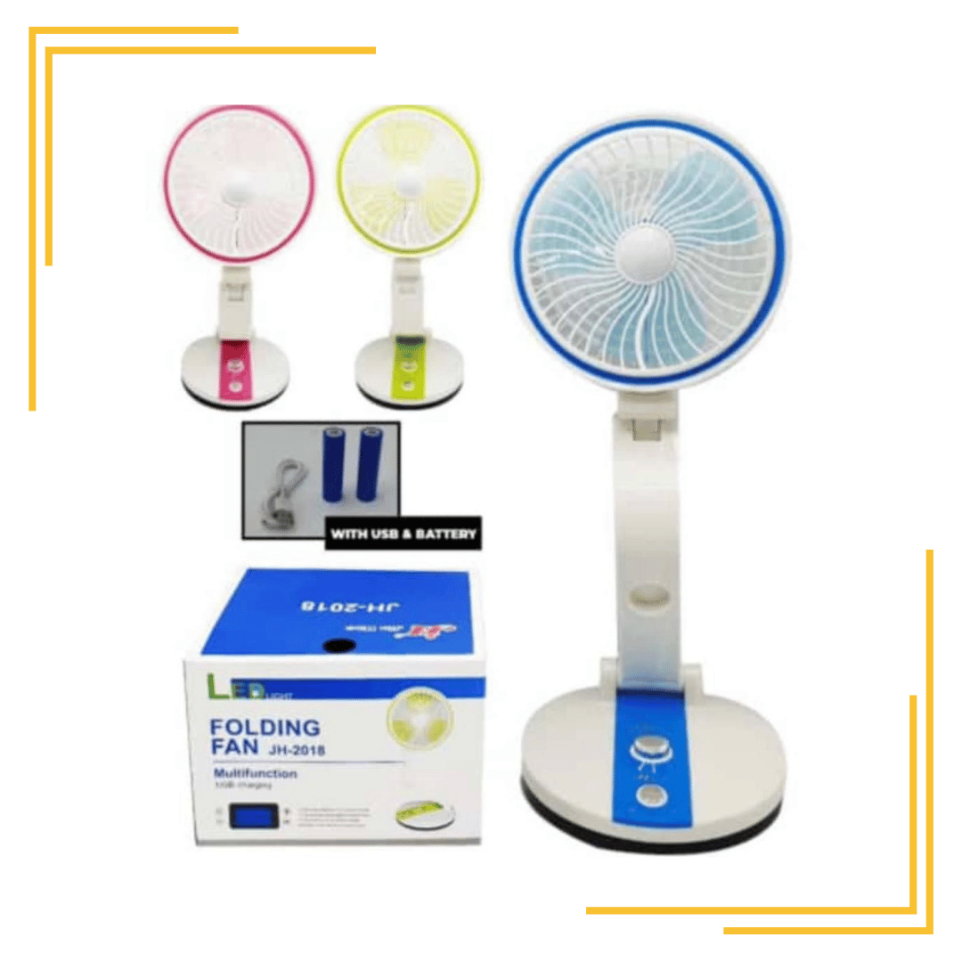 Device Rechargeable Multifunction Folding Fan with LED light 360° Rotating