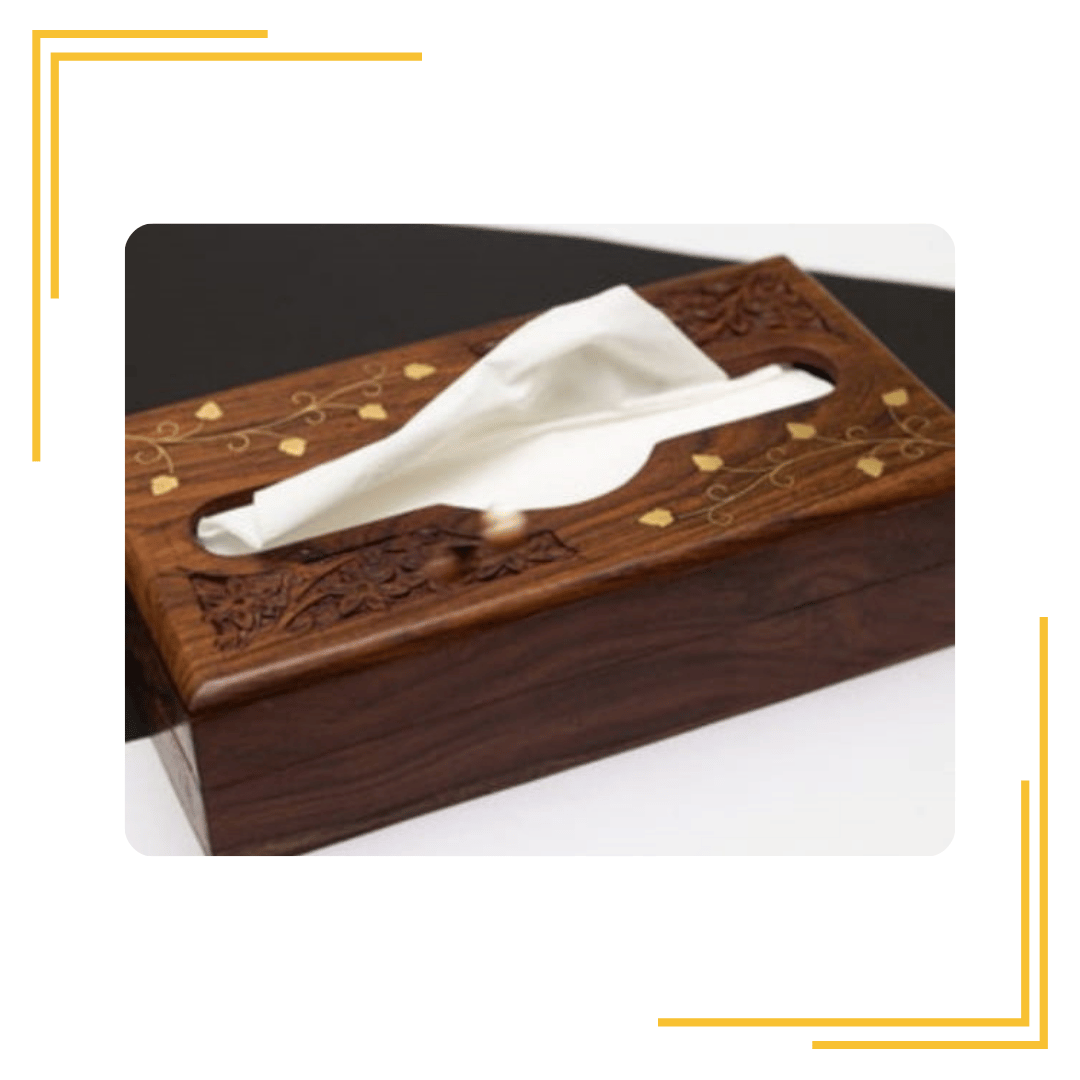 1 Compartments Hand Carved Design Tissue Holder