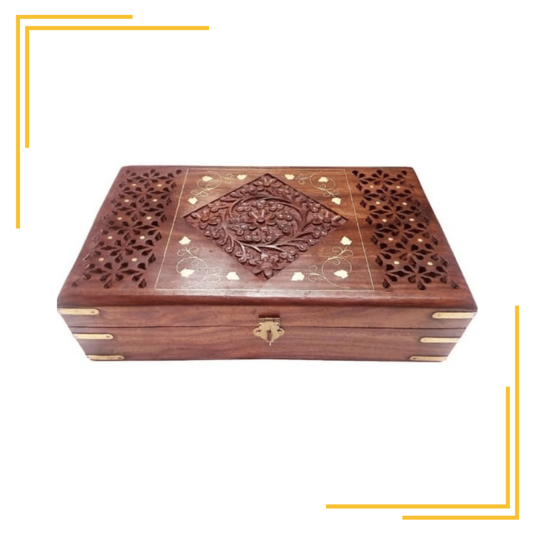 Wooden Jewelry Box,Net Design with Inlay work Vintage Box, Used for Gift to loved ones