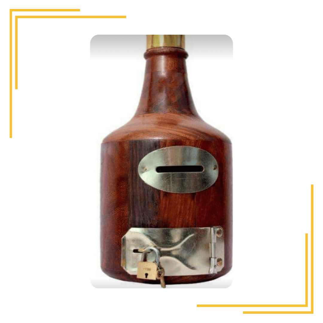 Handmade Wooden Bottle Shape Money Bank