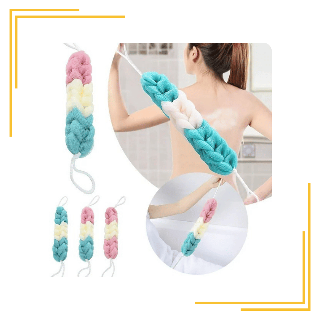 Back Scrubber Loofah Belt for Bathing for Men and Women - Strechable 9 Knots Bath Sponge