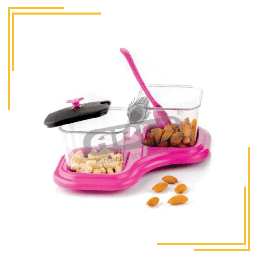 Spice and Achar Jar Container with Spoon and Tray Holder (Multicolor)