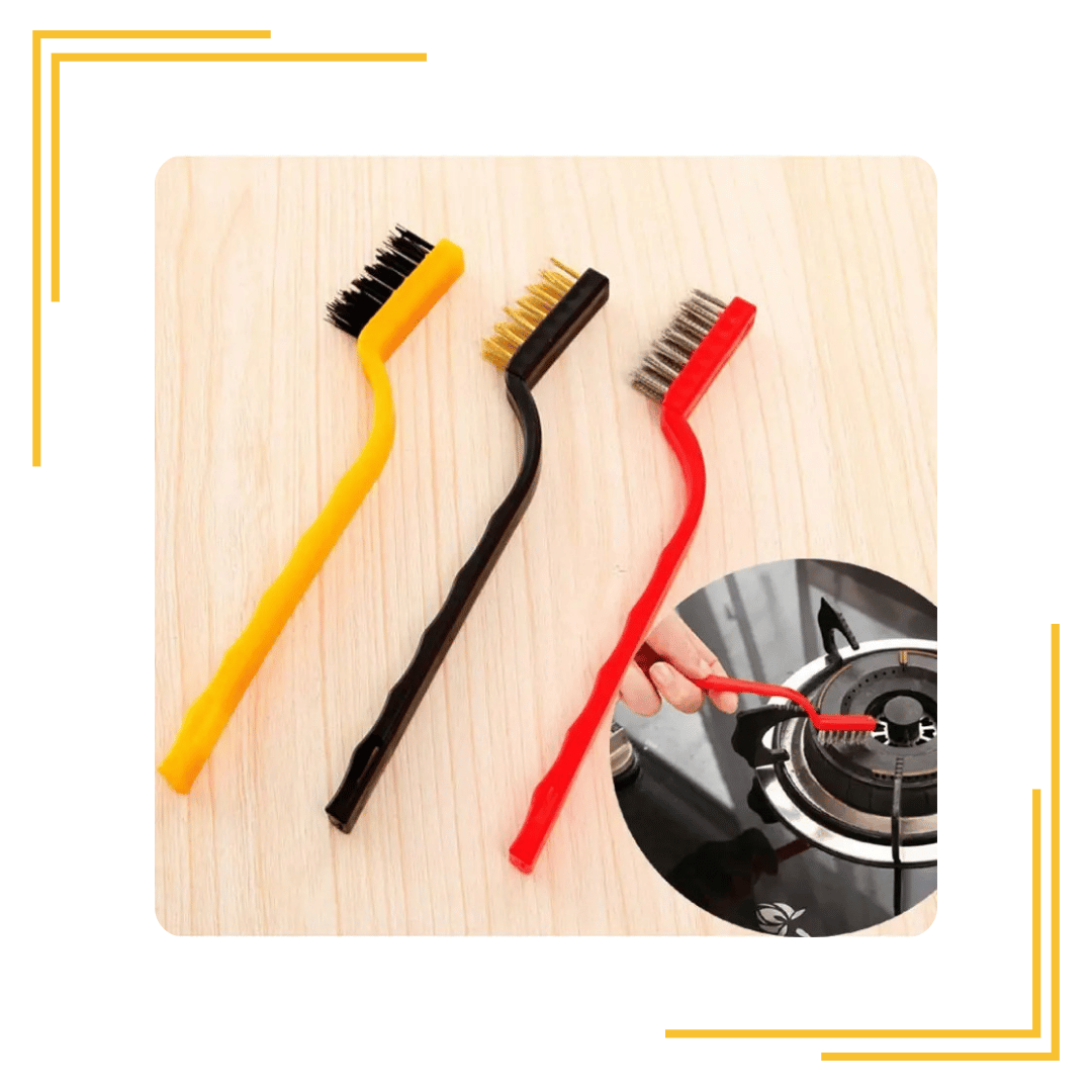 Plastic Wire Brush-Gas Cleaning Set (Big Size, Multicolour) - Set of 3 Pcs