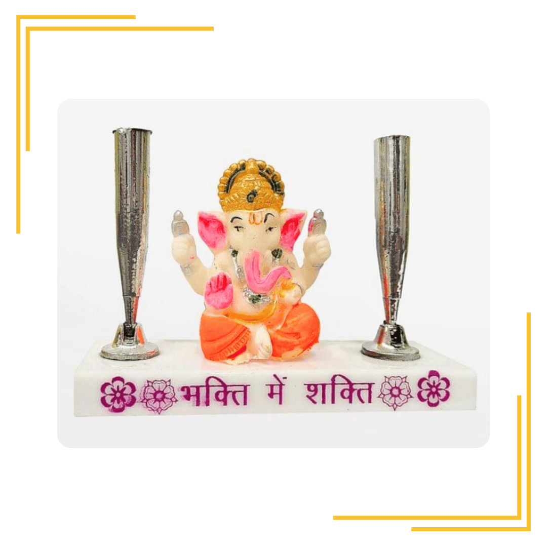 Plastic Decorative Wooden Religious God Ganesha idol Pen Stand Handicraft Statue 