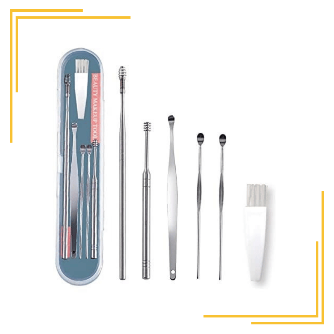 6 Pcs Ear Cleaner Tool Kit with a Storage Box Ear Wax Removal Curette Kit, Ear Cleaning Tool Set, Stainless Steel Ear Wax Remover Tool, Ear Pick Cleaning Set, Ear Wax Health Care Tool