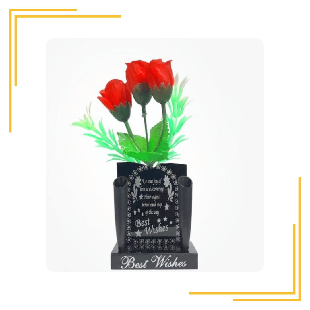  Office Decoration Or Gift. Red Rose Artificial Flower with Pot