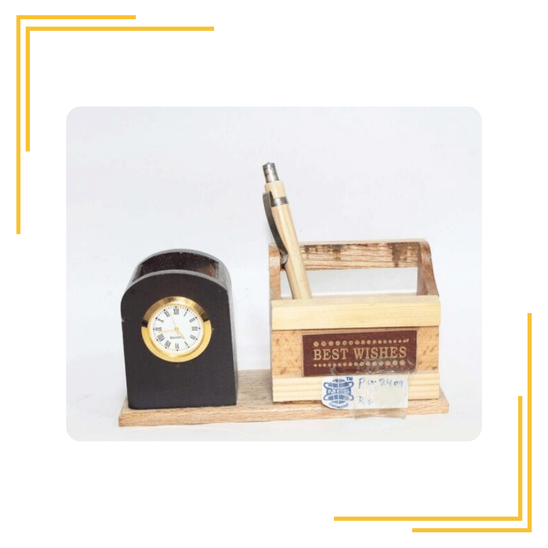 Brown Wooden Pen Stand, For Office