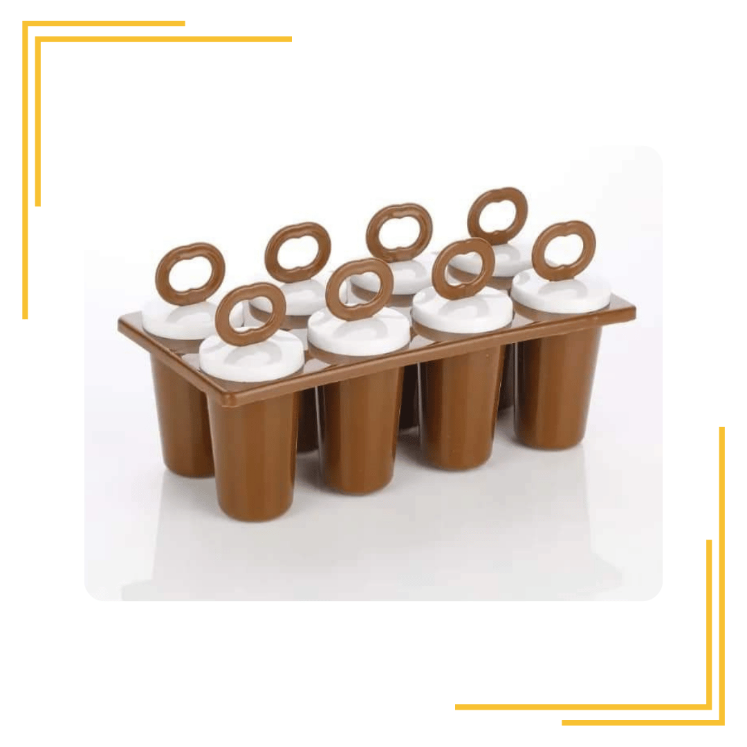 Plastic Ice Tray Candy Maker Kulfi Maker Moulds Set (Brown) Set of 1