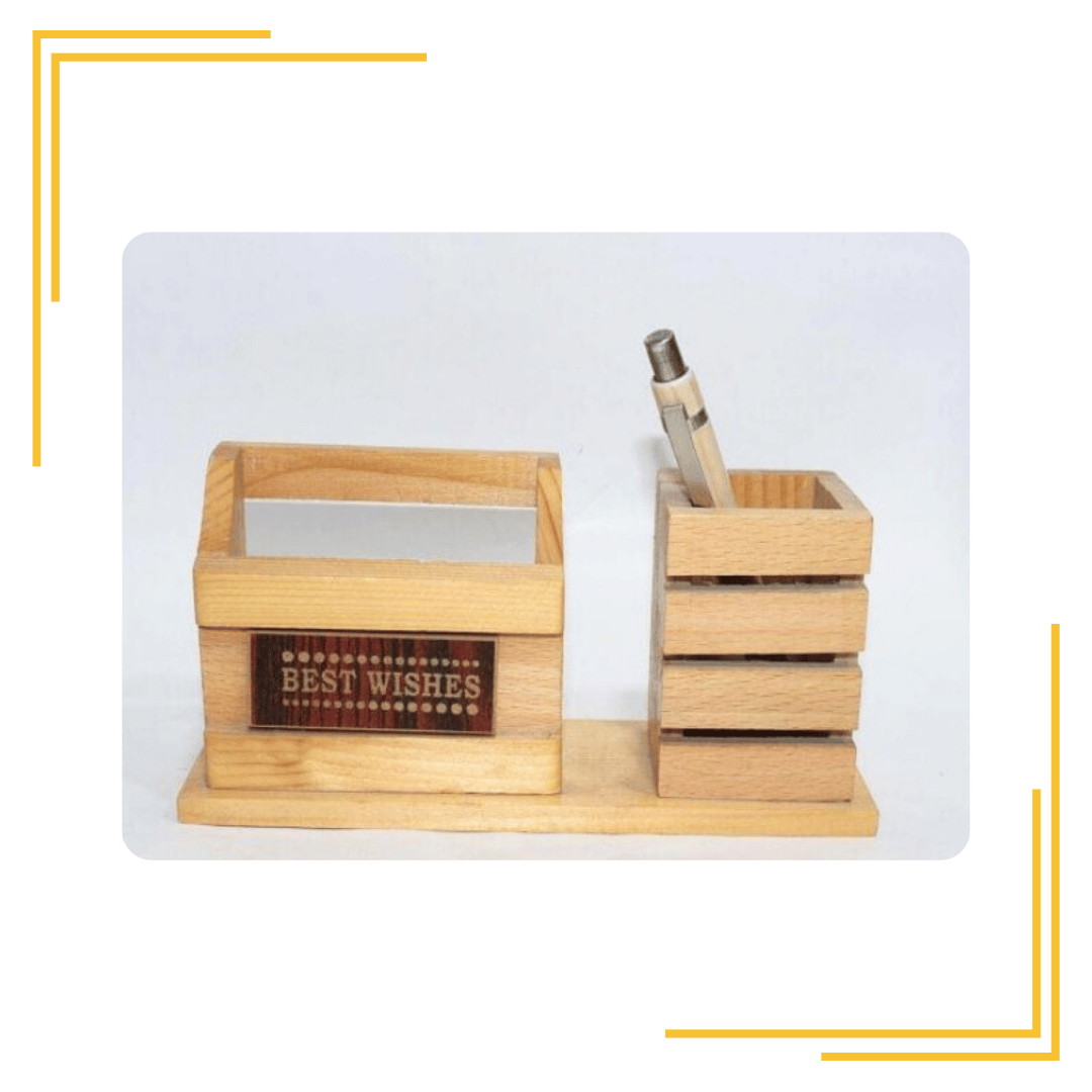 Compartments Wooden Pen Stand  