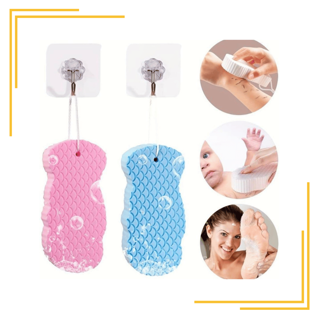 2Pcs Ultra Soft Exfoliating Bath Sponge, 3D Soft Bath Body Shower Sponge, Magic Bath Sponge Dead Skin Remove Reusable for Women, Men, Kids