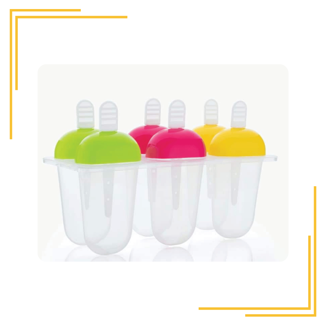 6 Pcs Multicolor Polypropylene Ice Mold, Kulfi Maker/Stick/Cream/Candy Color Assorted (Each Cup Up to 40 ml)