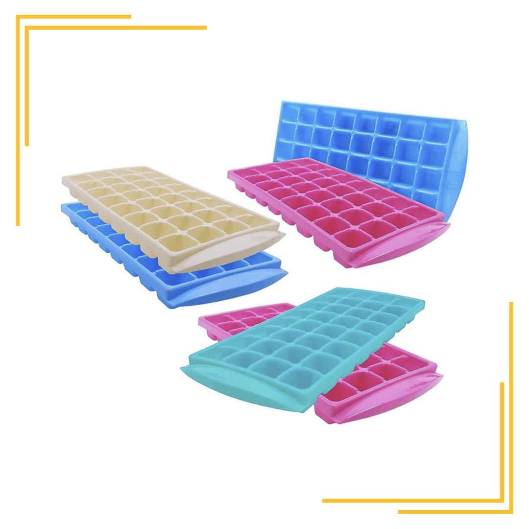 Heart Home 32 Cubes Plastic Unbreakable Virgin Plastic Ice Cube Tray (Set of 6, Multi)