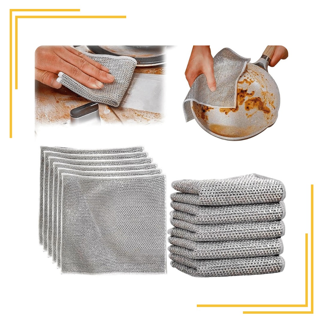 Cleaning Cloth for Utensils,Stainless Steel Scrubber Non-Scratch Wire Dishcloth for Washing Dishes (Pack of 5) Steel Wire Dish Towel